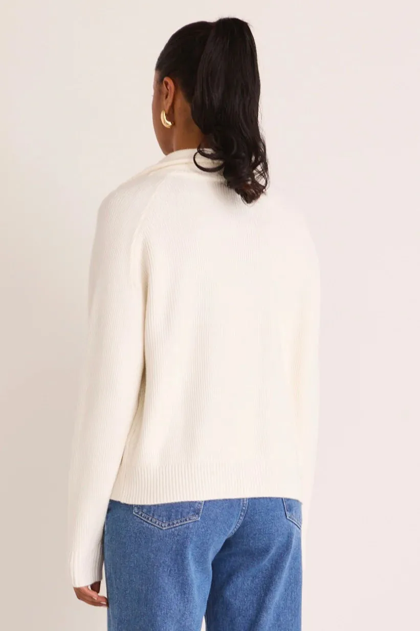 Alpine Zip Front Knit Jumper - Ivory