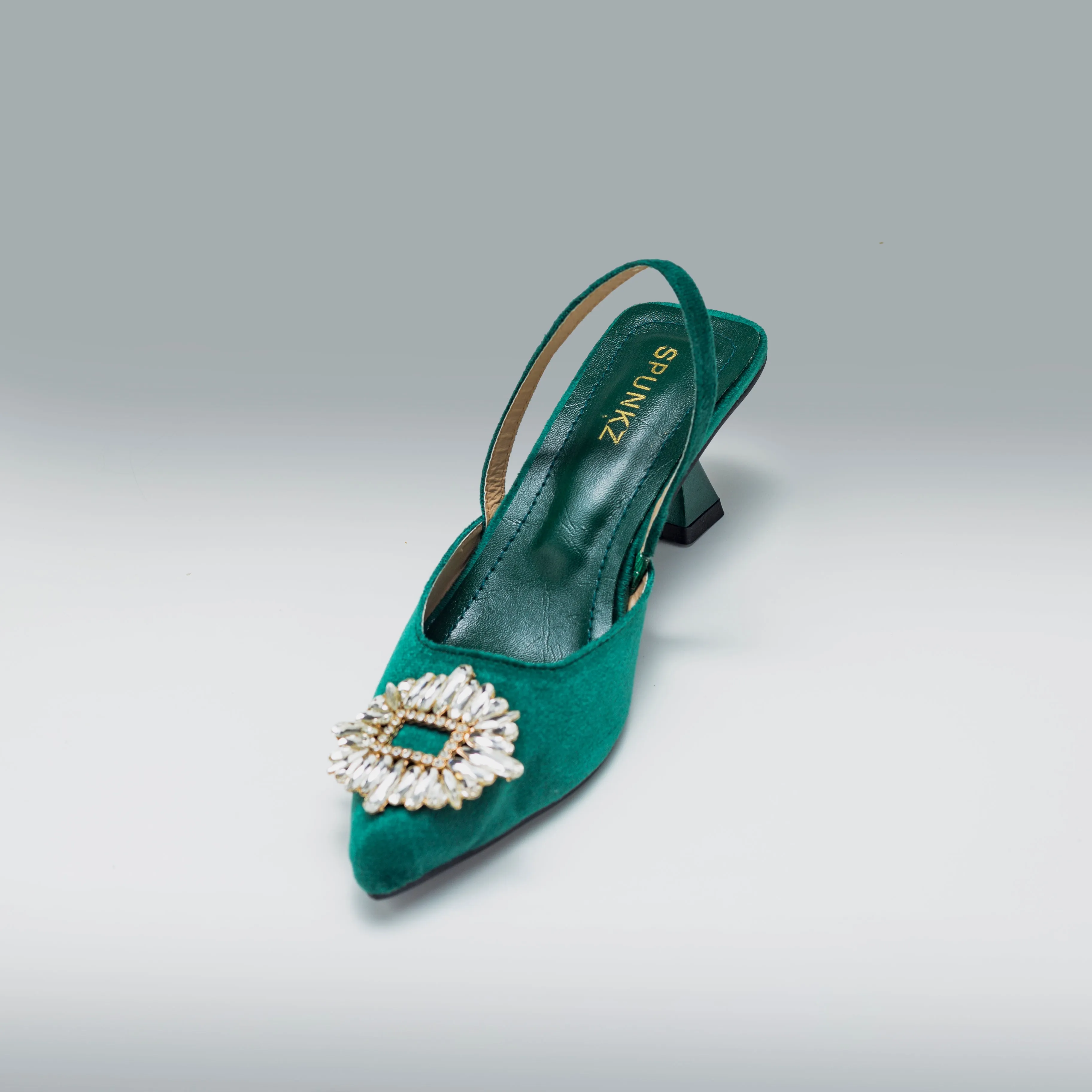 Anastasia Green Velvet Slingback