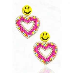 Beaded Earrings, Smileys and Hearts