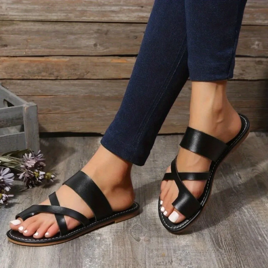 Casual Cross-strap Open Toe Flat Slipper Sandals