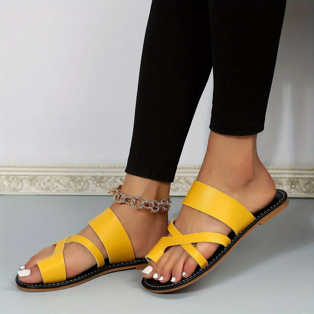 Casual Cross-strap Open Toe Flat Slipper Sandals