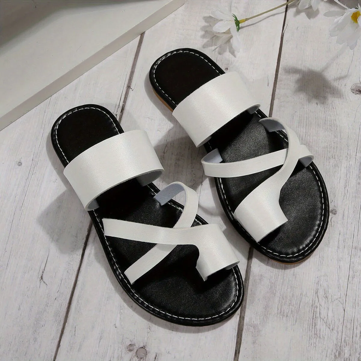 Casual Cross-strap Open Toe Flat Slipper Sandals