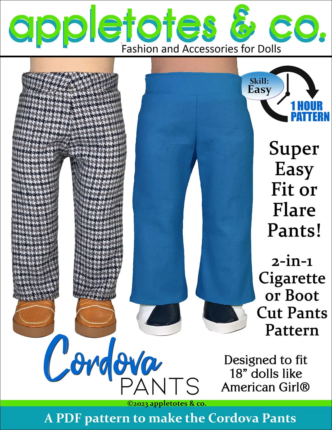 Cordova Pants 18 Inch Doll Sewing Pattern