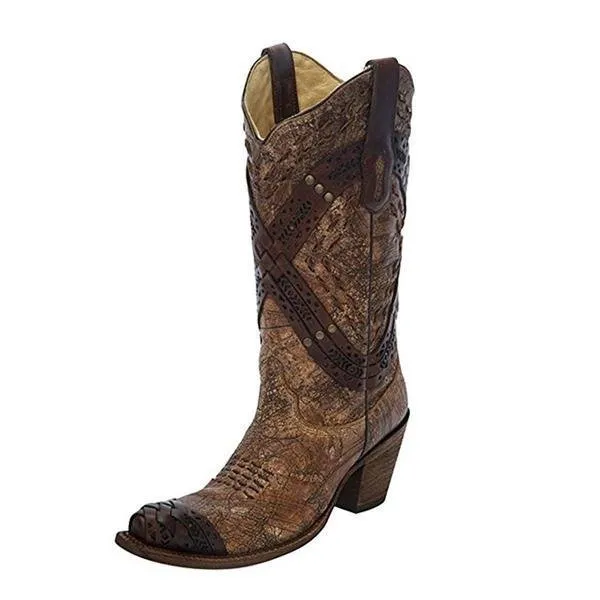 Corral Women's Braided Straps and Studs Snip Toe Boot<br>A2990