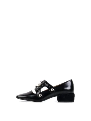 Luxurious Fur-Heeled Cut-Out Monk Shoes