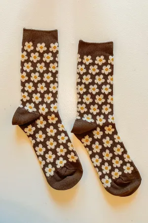 Daisy Socks in Chocolate