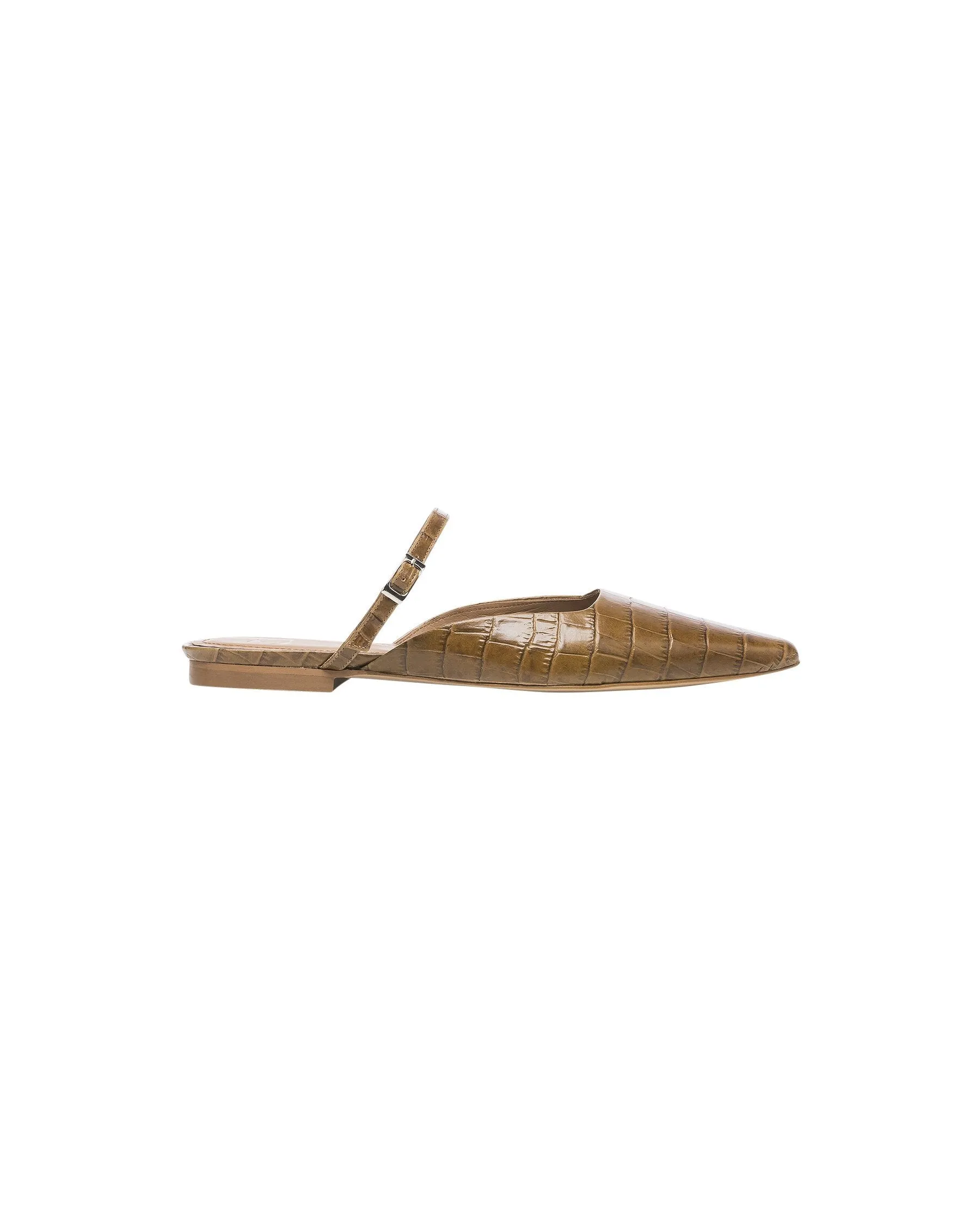 Dolores Cognac Croco Nappa Flat Mules