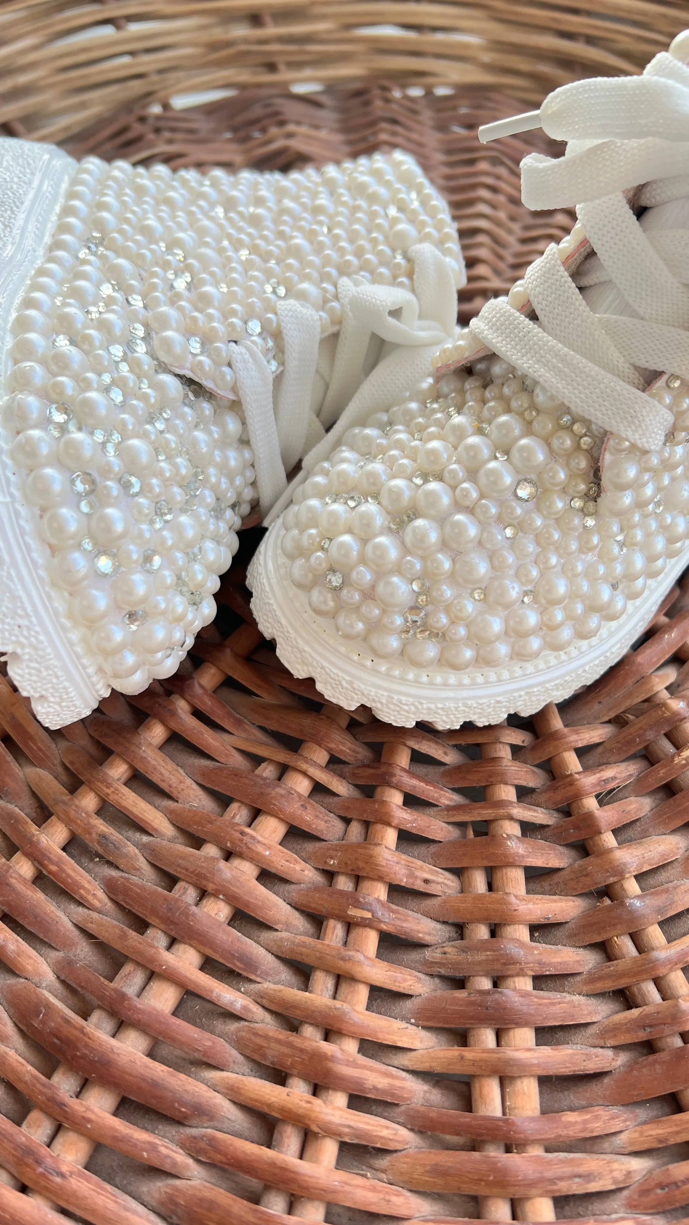 Funky N Trendy white pearl sneakers /kids sneakers/ pearl shoes / kids shoes/ white  sneakers /white shoes for kids/handmade sneakers for kids/ shoes for baby girl / baby boy first birthday/ birthday shoes for kids