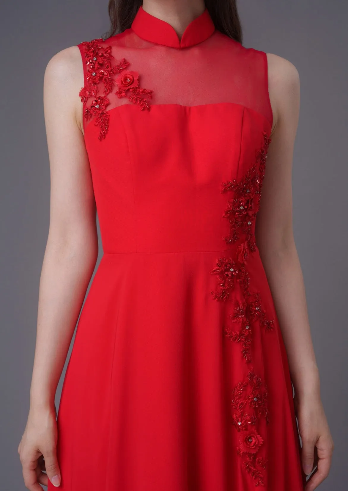 Iris A-Line Red Bridal Qipao