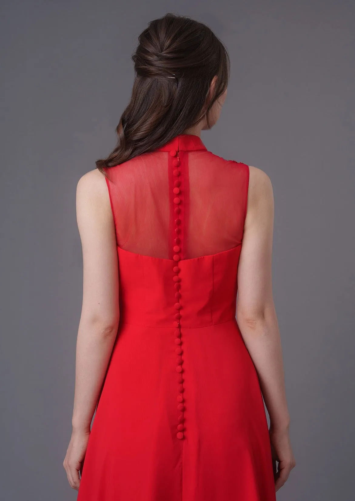 Iris A-Line Red Bridal Qipao