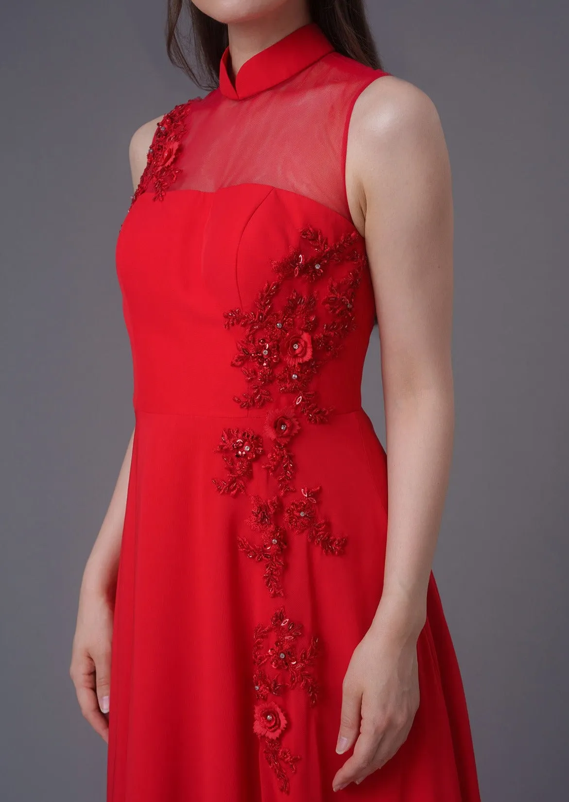 Iris A-Line Red Bridal Qipao