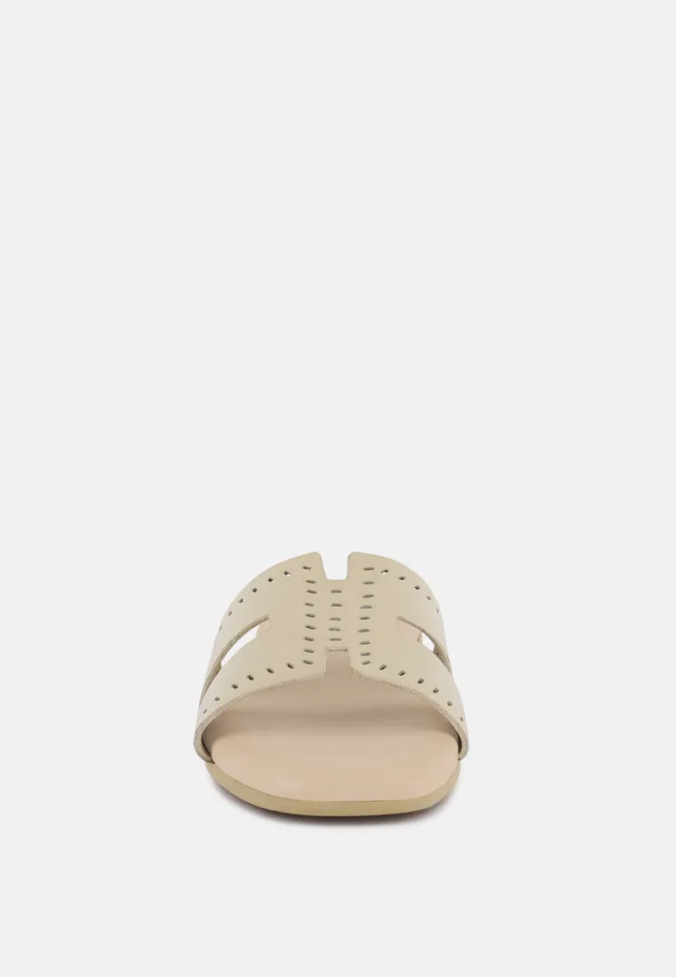 IVANKA Beige Cut Out Slip On Sandals