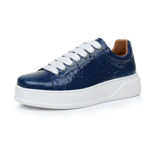 LuxeLeather Ostrich Textured Lace-up Platform Sneakers