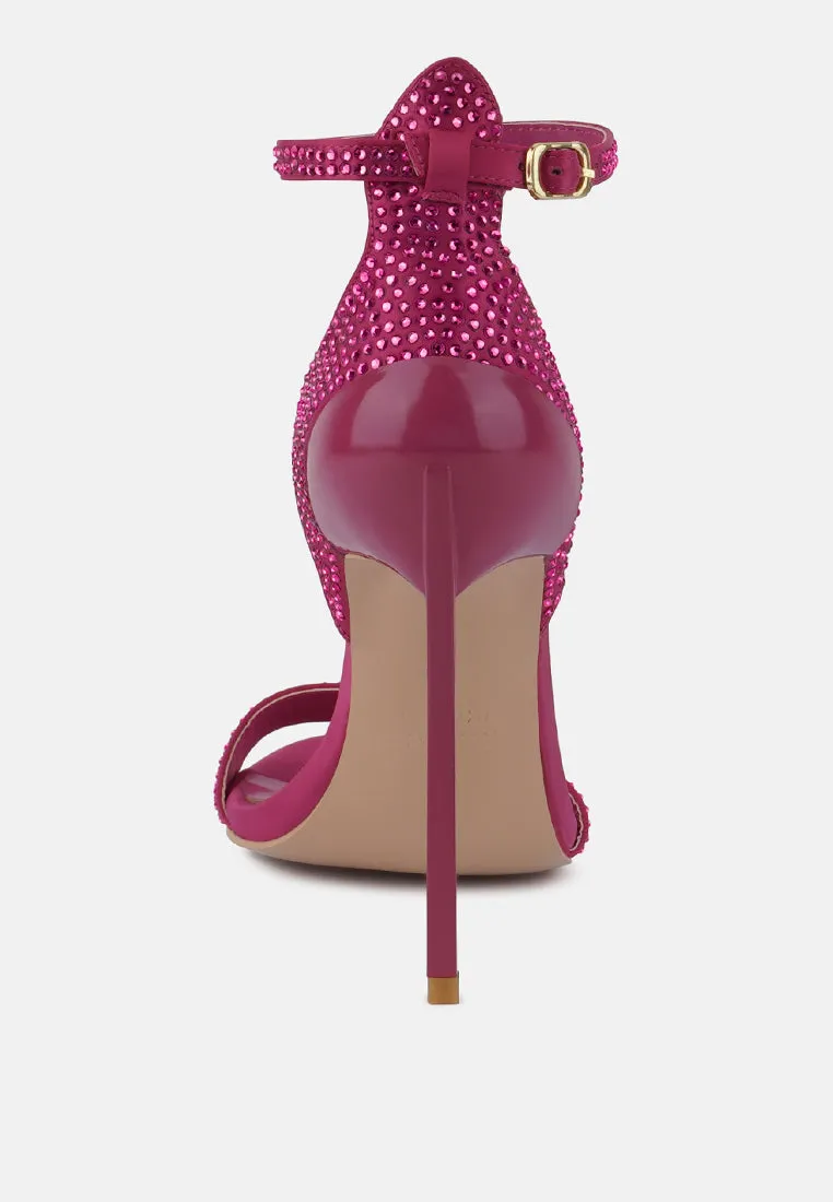 MAGNATE Fuchsia Rhinestone Embellished Stiletto Sandals