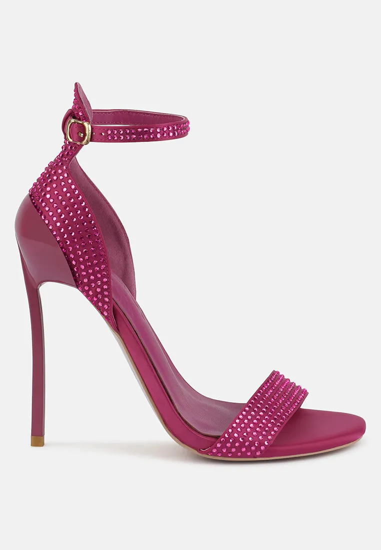 MAGNATE Fuchsia Rhinestone Embellished Stiletto Sandals