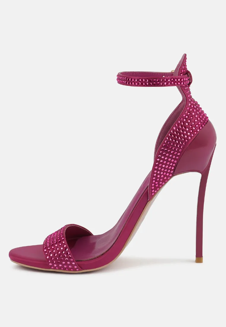 MAGNATE Fuchsia Rhinestone Embellished Stiletto Sandals