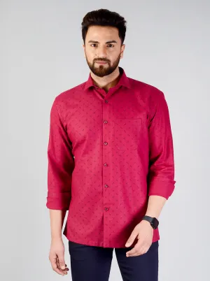 Maroon Printed Regular Fit Formal Shirt | JadeBlue