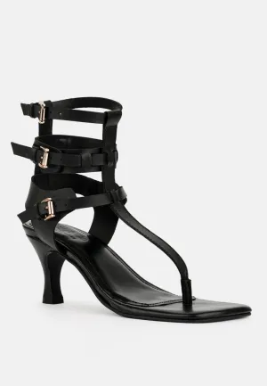 NEREID Black Kitten Heel Cut Out Gladiator Sandals