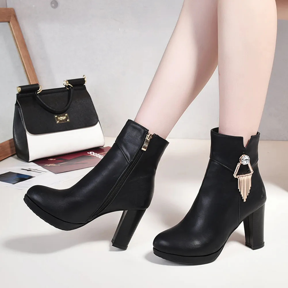 Officel lady party winter elegant high heels ankle