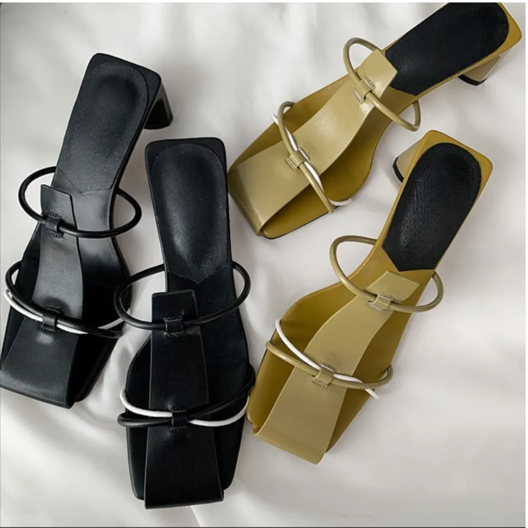 Pre Order:  Casual Square Toe Block Heel Sandals