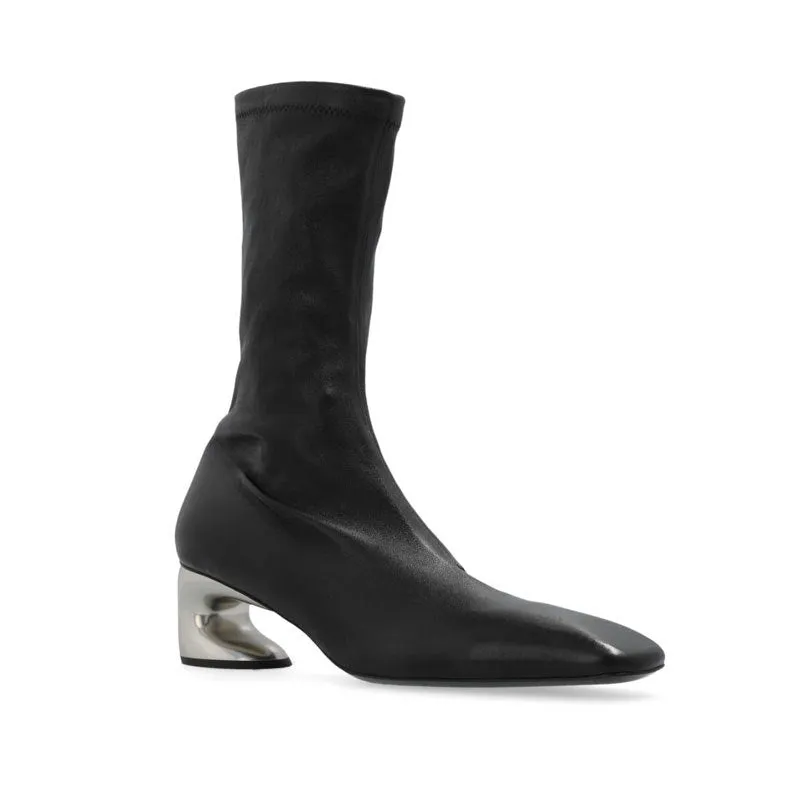 Pre Order:  Metal Sculptured Heel Ankle Boots