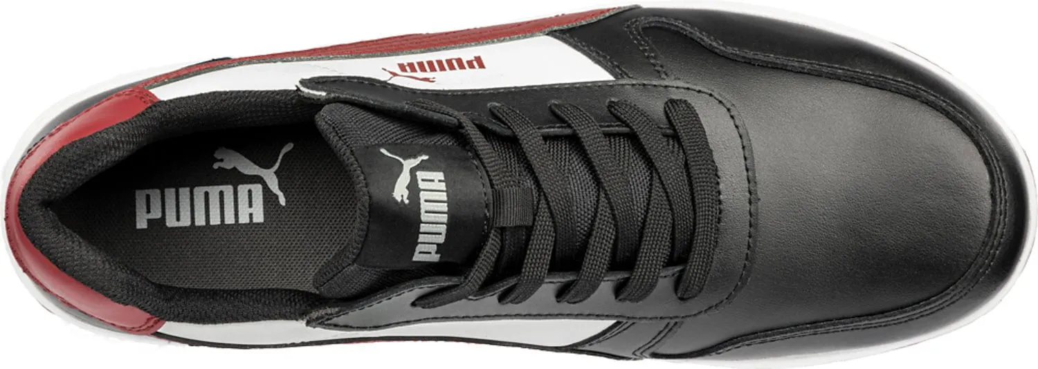 Puma Safety Mens Frontcourt Low AST Black/White/Red Leather Work Shoes