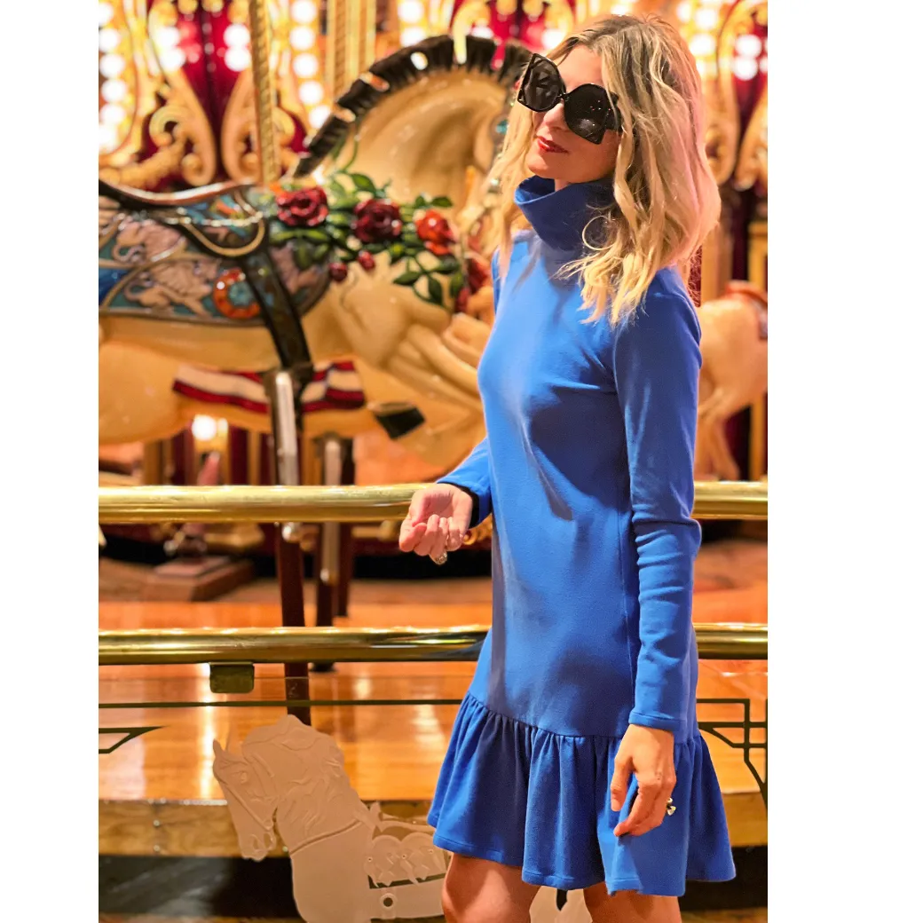 SAMPLE - Side Zip Turtleneck Dress MINI - Royal