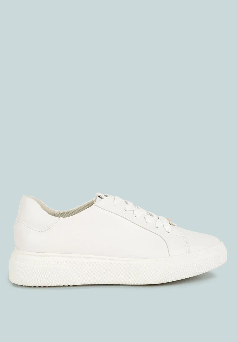 SCHICK  Lace Up Leather Sneakers in White