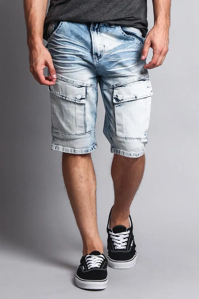 Special Wash Front Cargo Pocket Denim Shorts