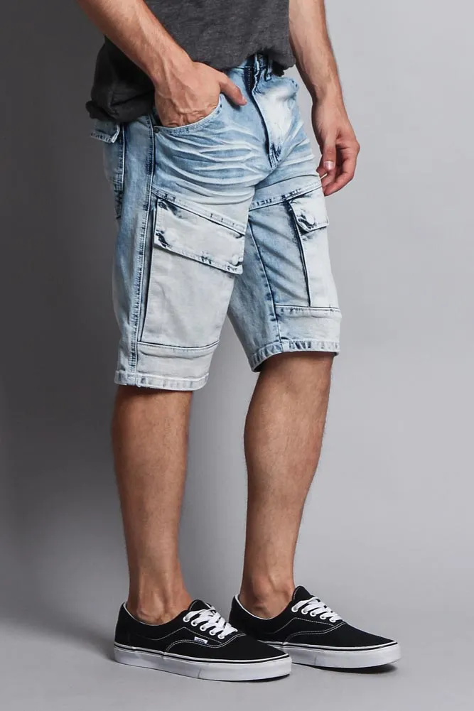 Special Wash Front Cargo Pocket Denim Shorts