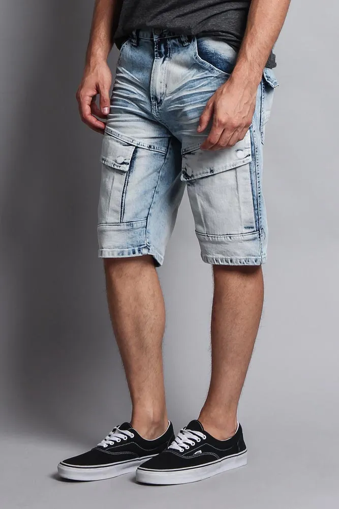 Special Wash Front Cargo Pocket Denim Shorts