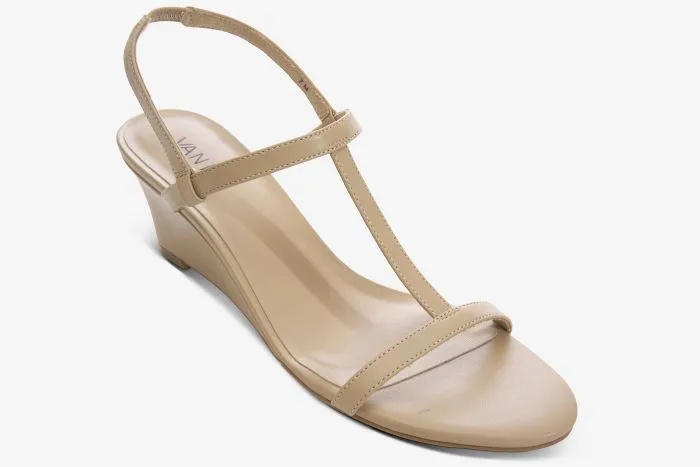 The T-Strap Perfect Wedge Sandal in Taupe