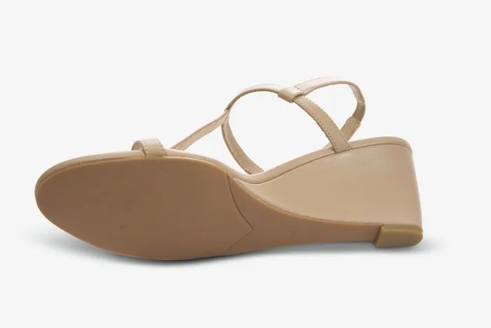 The T-Strap Perfect Wedge Sandal in Taupe