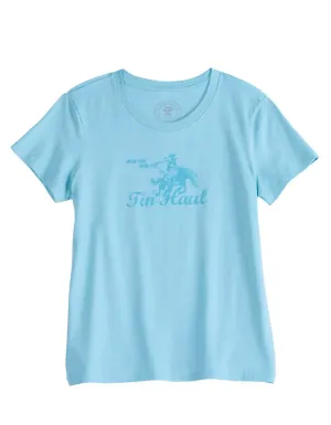 Tin Haul Womens Wear Your Metal Out Bronc Aqua Poly/Cotton S/S T-Shirt