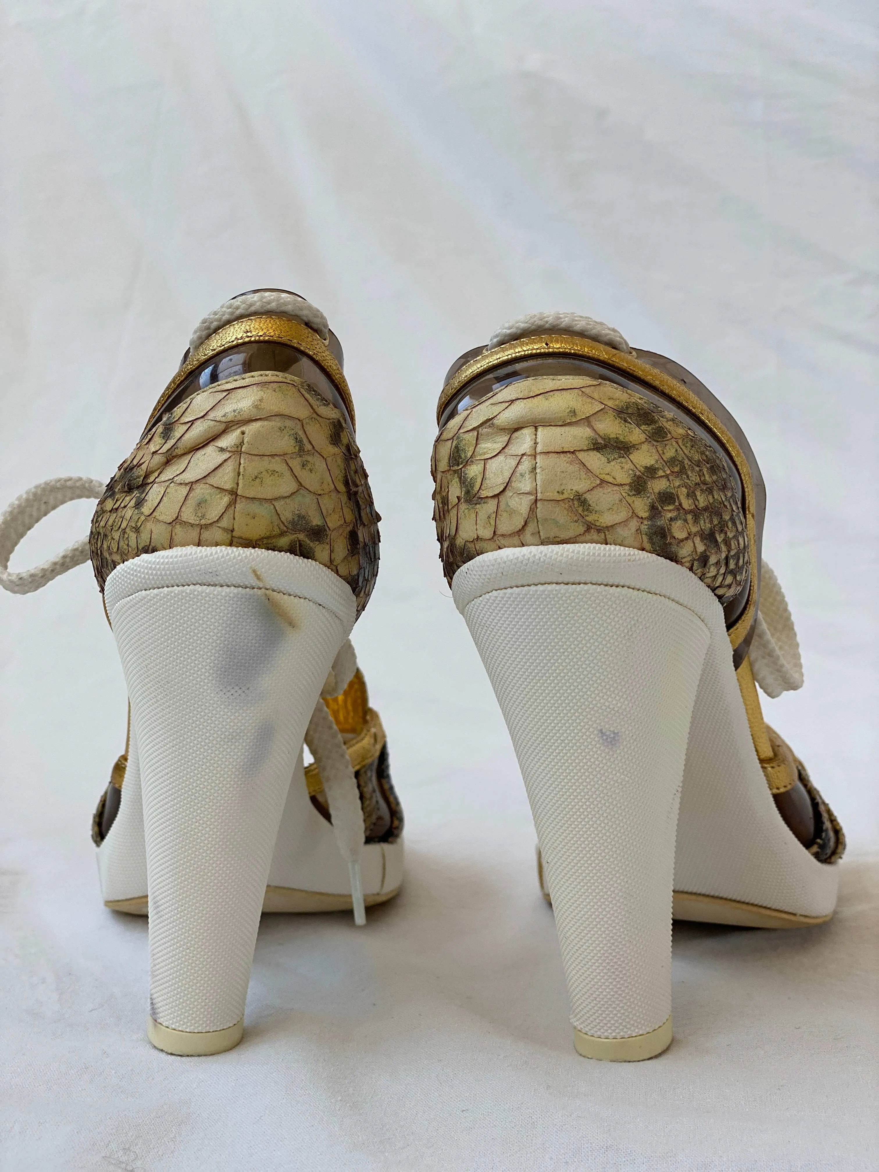 Vintage 00s Just Cavalli Sporty Heeled Canvas Sandals